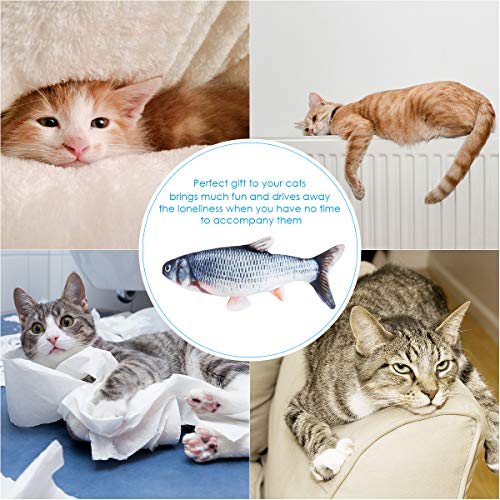 Nicoone Juguete de peluche para gatos Juguetes de peluche para gatos Juguetes de peluche para gatos Juguete de peluche eléctrico Wagging Fish Funny Interactive Pet Toy para gatos Gatito