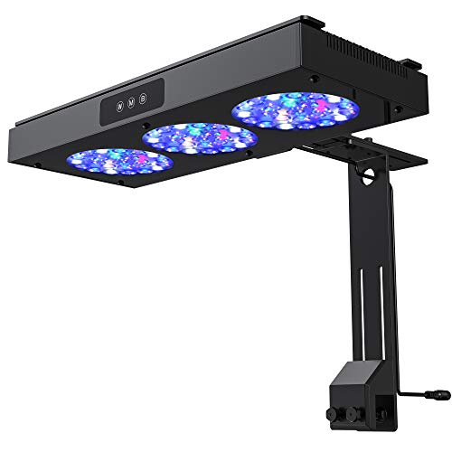 NICREW 150W Luz LED de Acuario Marino, Iluminacion Multiespectrales Marino Regulable para Acuario con Coral, Kit de Suspension Incluido