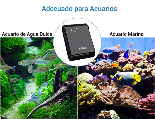 NICREW Bomba Portátil de Aire con Pantalla Táctil para Acuario hasta 100 L, Oxigenador Ultra-Silencioso, Aireador, 3 L/Min, 1,7 W