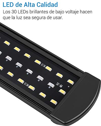 NICREW Luz LED Acuario, LED Acuario de Pinza con Luz Azul, Blanco y Rojo, 30 Leds Lámparas para Acuario, LED Acuario 10W