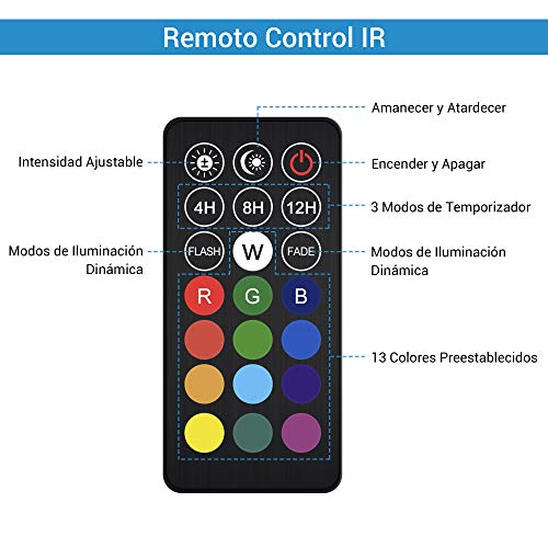 NICREW Luz Sumergible con Remoto Control y LED de Espectro Completo para Acuario, Luz Plantado Subacuática para Tanque con Pez, Lámpara Impermeable para Acuario, 6,5W