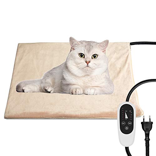 NICREW Manta Eléctrica Caliente para Perros, Almohadilla Térmica para Perros y Gatos con Temporizador, Manta para Mascota con 6 Niveles Disponibles de Temperatura, 45 x 40 cm