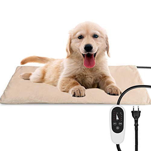 NICREW Manta Eléctrica Caliente para Perros, Almohadilla Térmica para Perros y Gatos con Temporizador, Manta para Mascota con 6 Niveles Disponibles de Temperatura, 70 x 40 cm