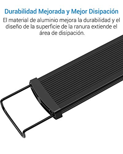 NICREW SlimLED Luz Multiespectral para Acuario, Luz Delgada LED Acuario Plantado, Lámpara para Acuario de Dulce Agua, 28-42 cm, 9W, 600 LM, Temperatura de Color Regulable