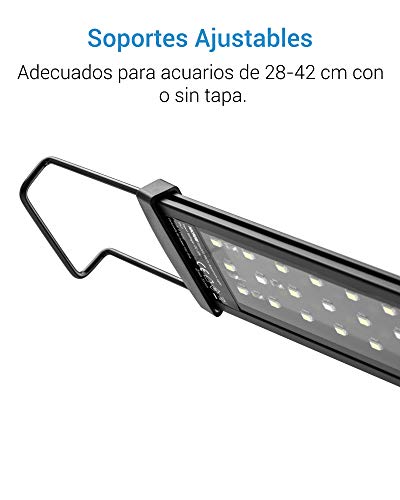 NICREW SlimLED Luz Multiespectral para Acuario, Luz Delgada LED Acuario Plantado, Lámpara para Acuario de Dulce Agua, 28-42 cm, 9W, 600 LM, Temperatura de Color Regulable