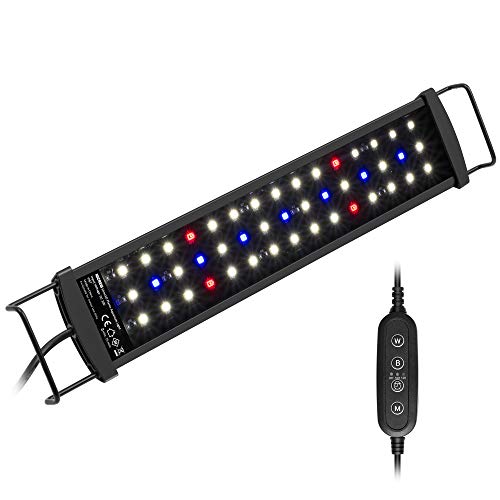 NICREW SlimLED Luz Multiespectral para Acuario, Luz Delgada LED Acuario Plantado, Lámpara para Acuario de Dulce Agua, 28-42 cm, 9W, 600 LM, Temperatura de Color Regulable