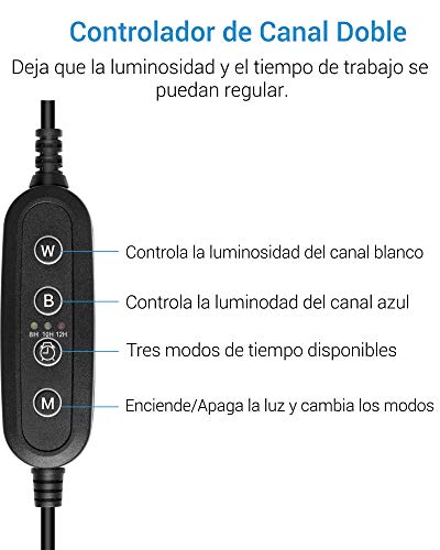 NICREW SlimLED Luz Multiespectral para Acuario, Luz Delgada LED Acuario Plantado, Lámpara para Acuario de Dulce Agua, 28-42 cm, 9W, 600 LM, Temperatura de Color Regulable