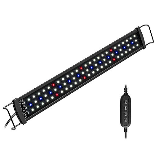 NICREW SlimLED Luz Multiespectral para Acuario, Luz Delgada LED Acuario Plantado, Lámpara para Acuario de Dulce Agua, 43-60 cm, 14W, 920 LM, Temperatura de Color Regulable