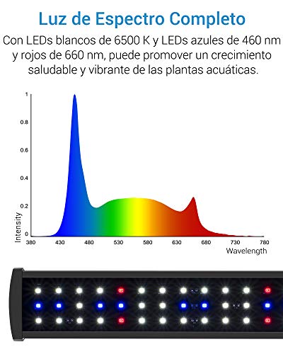 NICREW SlimLED Luz para Acuario Plantado, Luz Delgada LED Acuario Plantado, Lámpara para Acuario de Dulce Agua, 90-110 cm, 25W, 1600 LM, Temperatura de Color Regulable