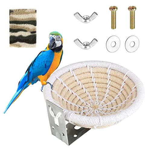 Nidos para Pájaros, Cama de Casa de Pájaro para Loros Pequeños, Nido de Cuerda de Algodón Hecha a Mano, Cama de Nido de Cría de Aves para Periquito(Blanco)