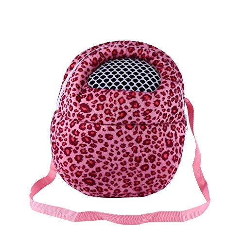 Nikou Mochila del Portador del Animal doméstico, Portador del Animal doméstico Leopardo hámster Rata Erizo Chinchilla hurón Saco para Dormir(25 * 21CM-Rosado)