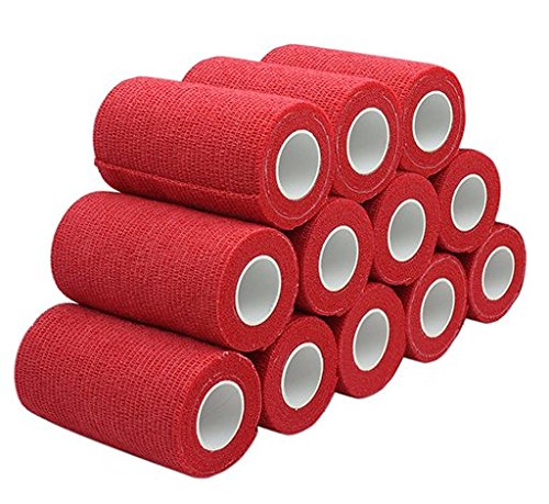 nilo - Vendajes Adhesivos - 12 Rollos de 7,5 cm x 4.5 m, autoadhesivos, Vendaje elástico … (Rojo)