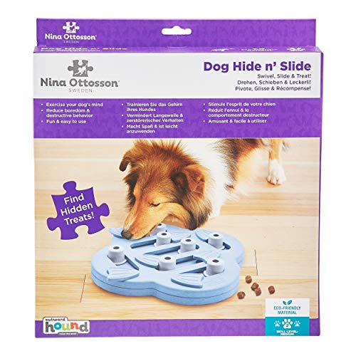 Nina Ottosson por Outward Hound Dog Hide n' Slide - Dispensador interactivo de recompensas - Rompecabezas para perros - Morado