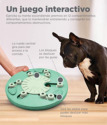 Nina Ottosson por Outward Hound Dog Worker - Dispensador interactivo de recompensas - Rompecabezas para perros - Verde