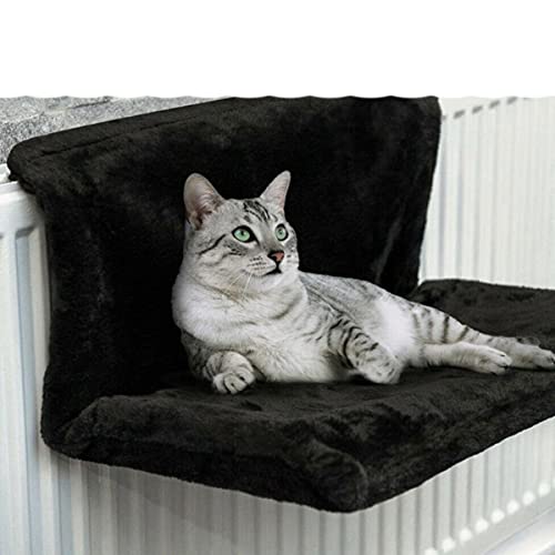 NIQIU Cálido Gato Colgante Hamaca radiador Cama Suave vellón Metal Duradero Hierro Cuna para Mascotas hamacas Gatito Mascotas pequeñas Camas para Dormir-Negro, Australia