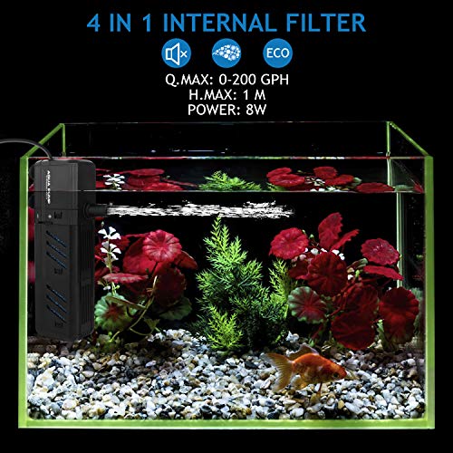 NO.17 - Filtro interno para acuario, ajustable con bomba de agua (500/800/1200 l/h) para acuario de 30-500 L