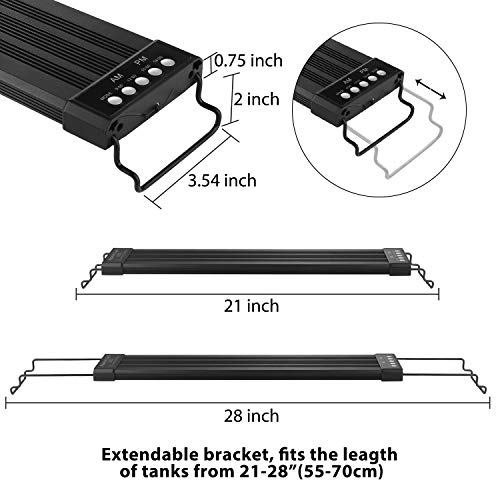 NO.17 Luz de acuario LED, 18W Pantalla LED Acuario con Control Remoto y soportes extensibles, iluminación de acuario automatizada 24/7, colores RGB (55-70 CM)