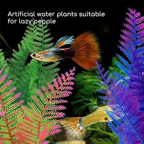 Nobleza - 12 Piezas Plantas Acuáticas Artificiales, Grandes Plantas de Acuario, Decoraciones para Peceras, Plantas hidropónicas de plástico simuladas para acuarios domésticos y de Oficina 20cm