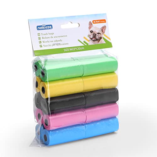 Nobleza - 300 Conde Bolsas Caca Perro Bolsas para excrementos de Perros Pack de 20 Rollos 5 Colores