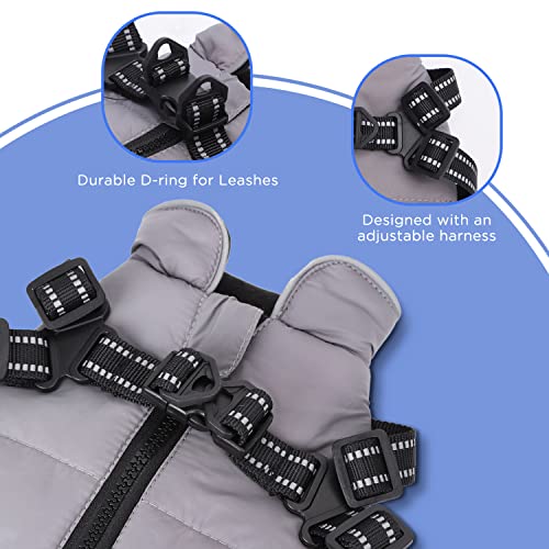 Nobleza - Abrigo para Perros, Chaqueta abrigadora de Invierno para Perros, Resistente al Viento, Impermeable, 2 en 1, Chaleco para Mascotas con Arnés con Anillo en D