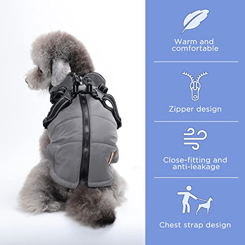 Nobleza - Abrigo para Perros, Chaqueta abrigadora de Invierno para Perros, Resistente al Viento, Impermeable, 2 en 1, Chaleco para Mascotas con Arnés con Anillo en D