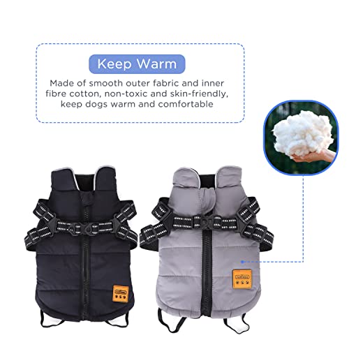 Nobleza - Abrigo para Perros, Chaqueta abrigadora de Invierno para Perros, Resistente al Viento, Impermeable, 2 en 1, Chaleco para Mascotas con Arnés con Anillo en D