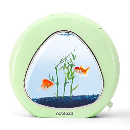 Nobleza - Acuario pecera de diseño Moderno con Ventana de Cristal y luz LED, Color Verde. Capacidad de 4L