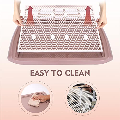 Nobleza - Bandeja de Entrenamiento WC para Perros, Soporte para Almohadilla para Mascotas, Inodoro de Plástico con Poste Extraíble para Perros y Gatos, Color Marrón, Talla L, (70,5 * 46,5) cm