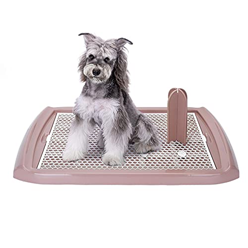 Nobleza - Bandeja de Entrenamiento WC para Perros, Soporte para Almohadilla para Mascotas, Inodoro de Plástico con Poste Extraíble para Perros y Gatos, Color Marrón, Talla L, (70,5 * 46,5) cm