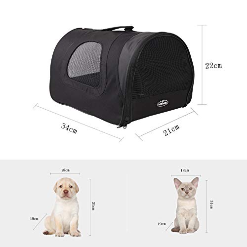 Nobleza - Bolso Transportín de Viaje Plegable para Perros y Gatos, Tela Oxford, Color Negro, Talla S, (34 * 21 * 22) cm