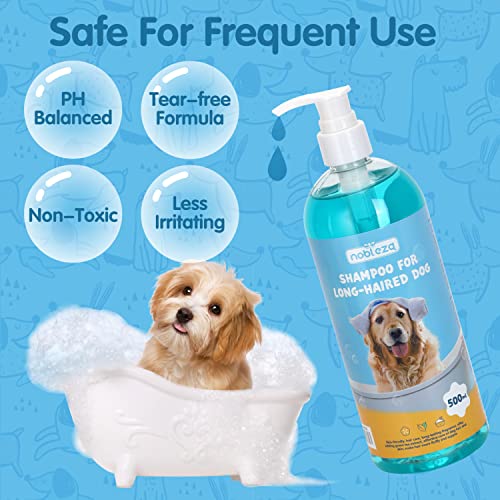 Nobleza-Champú para Perros Pelo Largo con Camelia Hidratante,Champú para Perros De Agua Desenredante con Fragancia De Lavanda y Cítricos,Ideal para Yorkshires, Afgano, Maltés（500ml