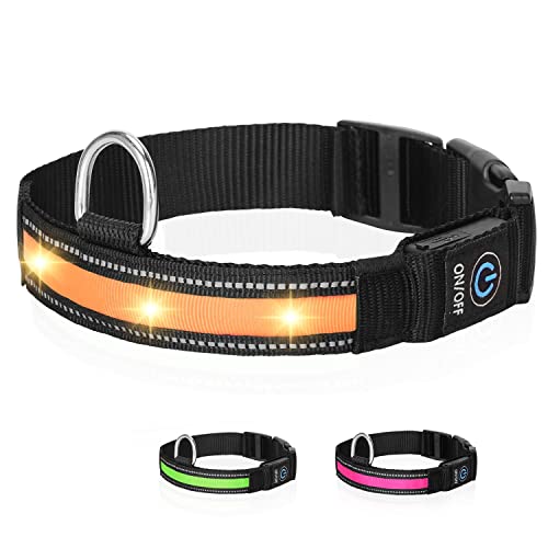 Nobleza - Collares LED para Perros, Collar Luminoso Perro de Mascota 3 Modos Collar Perro Luz con Recargable y Impermeable, Ajustable Collares LED para Pequeños Medianos Perros, Color Aleatorio S