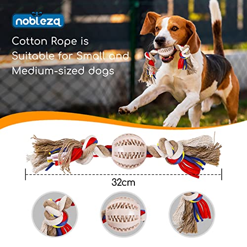 Nobleza - Cuerda de Juguete para Perros 100% algodón, beneficiosa para la Salud Mental del Perro, la Salud Dental y la Limpieza de los Dientes, Tipo de Perros, Beige y marrón - 32cm