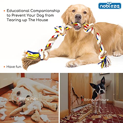 Nobleza - Cuerda de Juguete para Perros 100% algodón, beneficiosa para la Salud Mental del Perro, la Salud Dental y la Limpieza de los Dientes, Tipo de Perros, Beige y marrón - 68cm