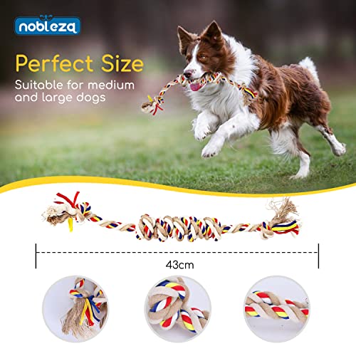 Nobleza - Cuerda de Juguete para Perros 100% Algodón Natural, Mantiene Las Encías Saludables, beneficiosa para la Salud Mental del Perro, Calidad Duradera Apto para Todo Tipo Perros - 43cm/16.9in