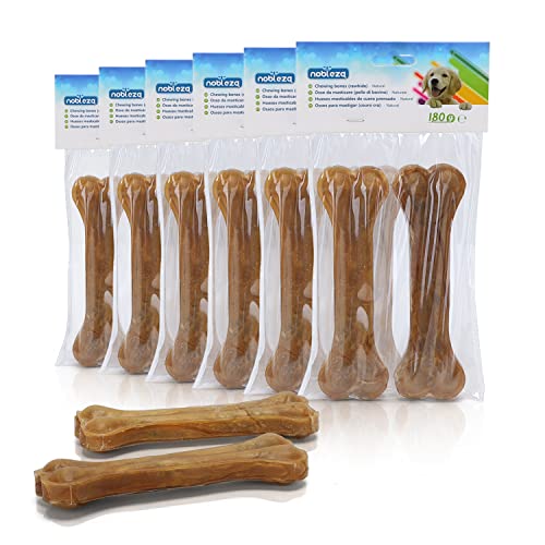 Nobleza - Hueso Prensado para Perros Fortalecedor de Dientes Stick Dental Dog Snack, Hueso de Nudillos de Cuero Crudo, Hueso para morder, 15cm,12pcs