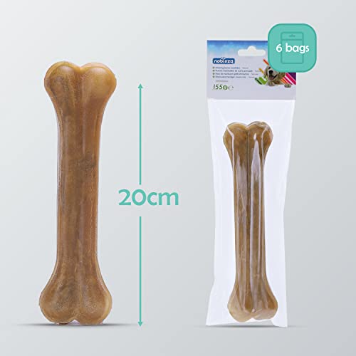 Nobleza - Hueso Prensado para Perros Fortalecedor de Dientes Stick Dental Dog Snack, Hueso de Nudillos de Cuero Crudo, Hueso para morder, 20cm,6pcs