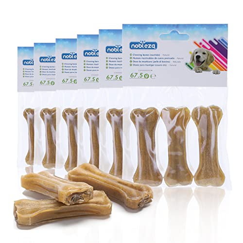 Nobleza - Hueso Prensado para Perros Fortalecedor de Dientes Stick Dental Dog Snack, Hueso de Nudillos de Cuero Crudo, Hueso para morder, 7.6cm,18pcs