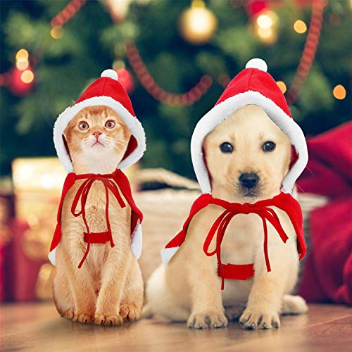 Nobleza Navidad Ropa para Perros Pequeño, Disfraz Gato de Navidad Papá Noel, Traje de Santa Ajustable para Cachorro Gatito Gatos Pequeños Perros Mascotas