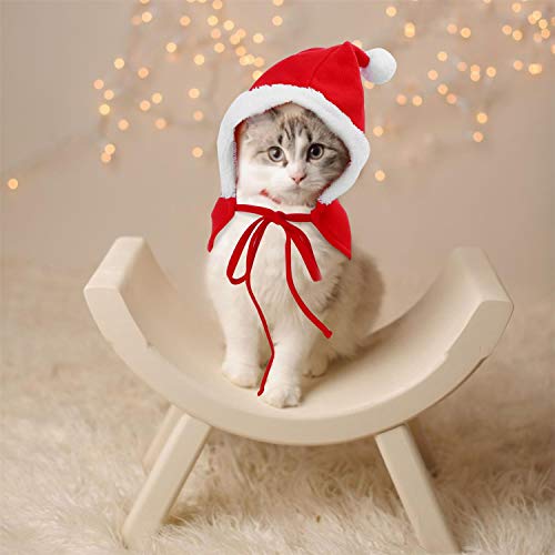 Nobleza Navidad Ropa para Perros Pequeño, Disfraz Gato de Navidad Papá Noel, Traje de Santa Ajustable para Cachorro Gatito Gatos Pequeños Perros Mascotas