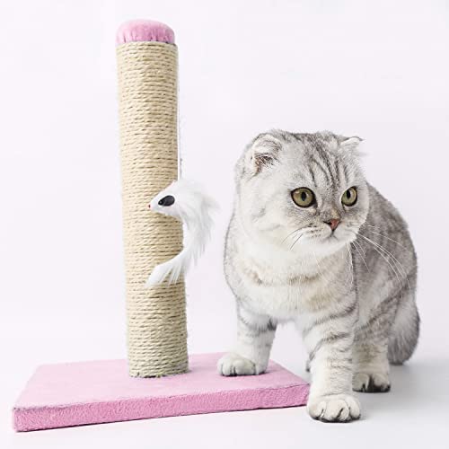 Nobleza – Poste rascador para Gatos de sisal con Juguete. Pequeño, Color Rosa Medidas: 25 * 25 * 35 cm