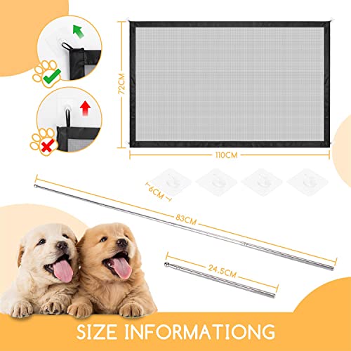 Nobleza - Puerta mágica para Perros 110 × 72 cm, Uerta de Seguridad Plegable, Protección Segura para Aislamiento de Mascotas, ácil de Instalar en Cualquier Lugar con Ganchos y Barras