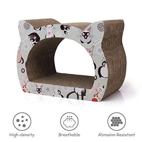 Nobleza - Rascador para Gatos de cartón. Soporte de Descanso con Forma de Gato con Catnip.