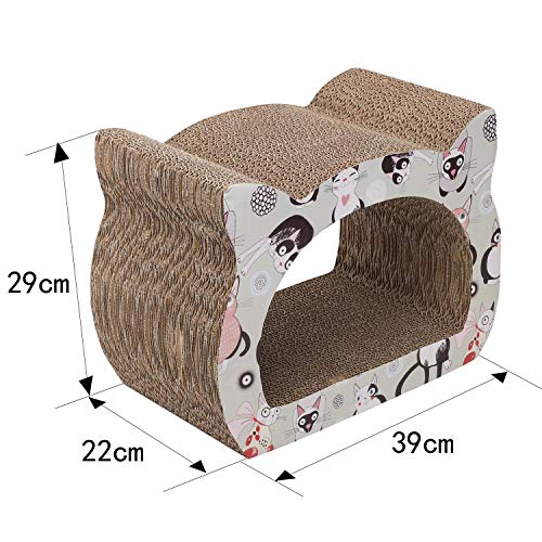 Nobleza - Rascador para Gatos de cartón. Soporte de Descanso con Forma de Gato con Catnip.