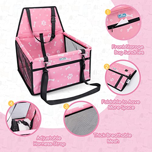 Nobleza - Refuerzo de Coche para Perros, Asiento del Coche de Seguridad para Mascotas Perro Gato Plegable Lavable Viaje Bolsas y Otra Mascota Pequeña con Cremallera Bolsillo, 40 * 34 * 25 cm, Rosa