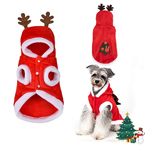 Nobleza - Ropa Navideña para Perro, Chaqueta con Capucha para Perro, Sudadera con Capucha, Invierno Cálido Otoño Invierno Mascota Reno Ropa de Algodón, Abrigo Traje de Fiesta de Disfraces de Navidad