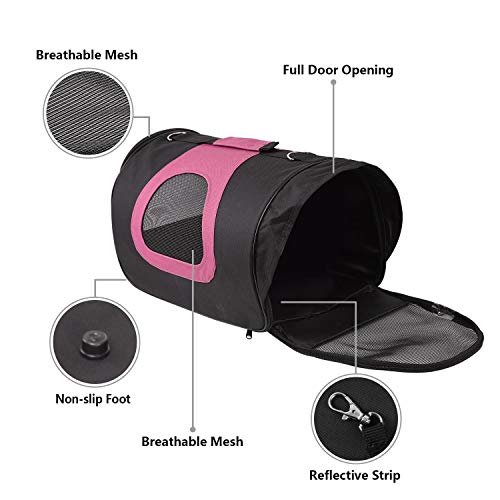 Nobleza -Transportin Gato Perro, Bolsa de Transporte Transpirable para Mascotas, 40 * 23 * 24cm transportador de Mascotas para Perros/Gatos/Avión Mediano (Rosa)