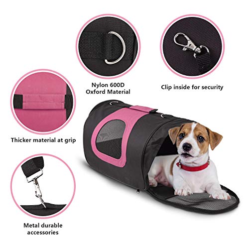 Nobleza -Transportin Gato Perro, Bolsa de Transporte Transpirable para Mascotas, 40 * 23 * 24cm transportador de Mascotas para Perros/Gatos/Avión Mediano (Rosa)