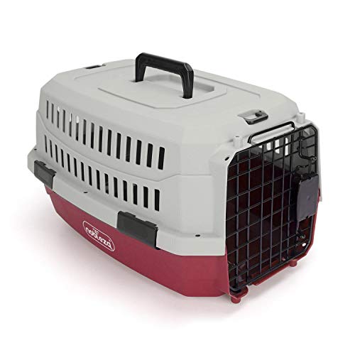 Nobleza - Transportin Gato Perro Mediano, Transportin para Gatos Perro Portátil y Transpirable, Mascotas Perros Gatos Accesorios, Transportín de Plástico, 58x38.7x33 CM, Rojo & Gris