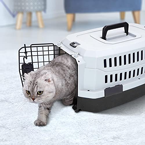 Nobleza Transportin Gato Perro Pequeño,Transporte Portátil y Transpirable para Mascotas,Transporte de Plástico para Perros,47 * 31 * 26CM,Negro & Gris